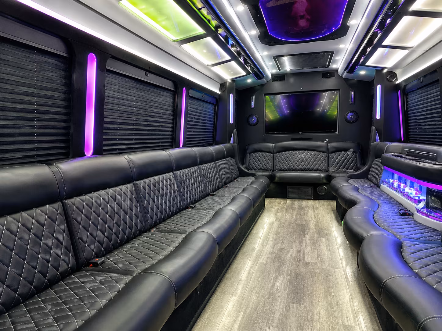 Group inside a Miami bachelorette party bus