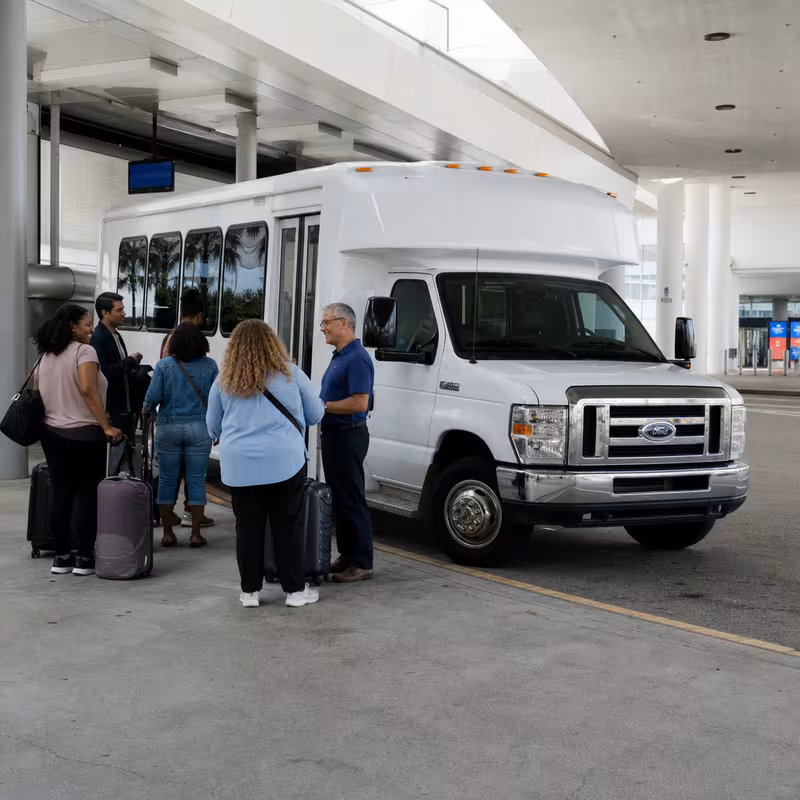 Black Mercedes Sprinter van staged for an Miami Airport Transportation group