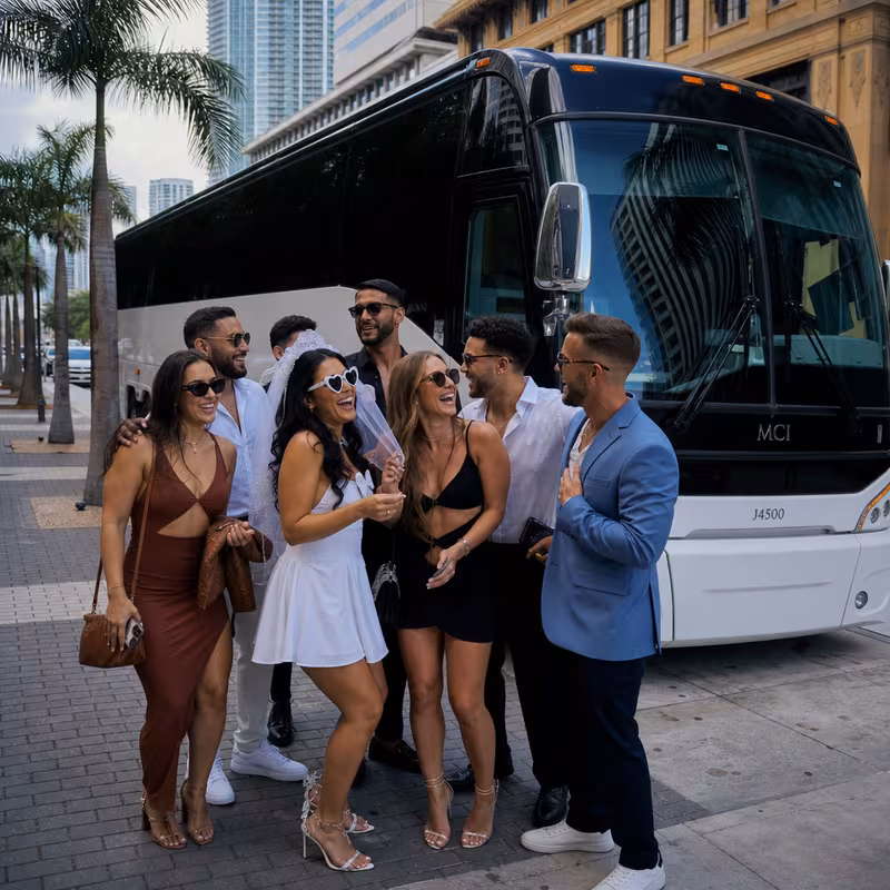 Passengers loading luggage while boarding an Miami group shuttle