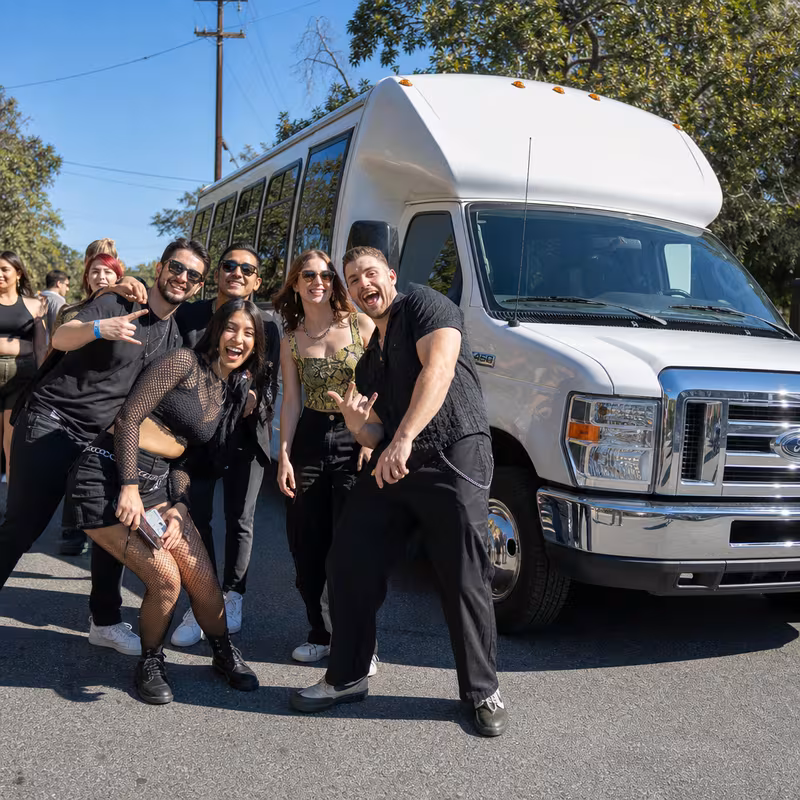 Black Mercedes Sprinter van staged for an Miami Concert Transportation group