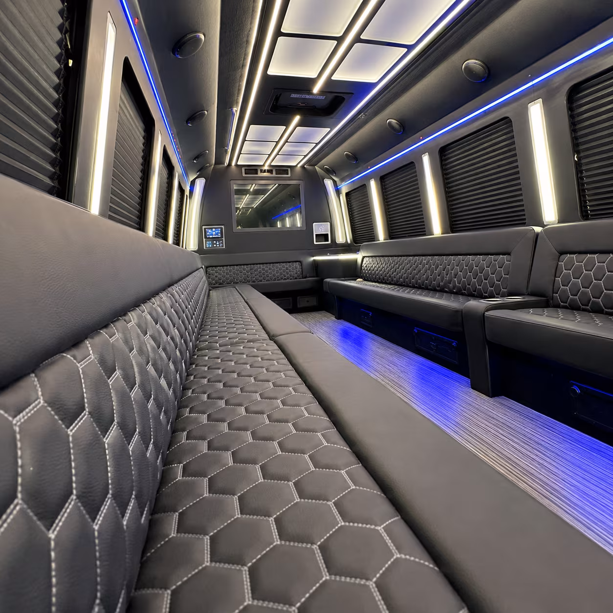 Miami Birthday, Sweet 16, & Quinceañera Transportation party bus exterior