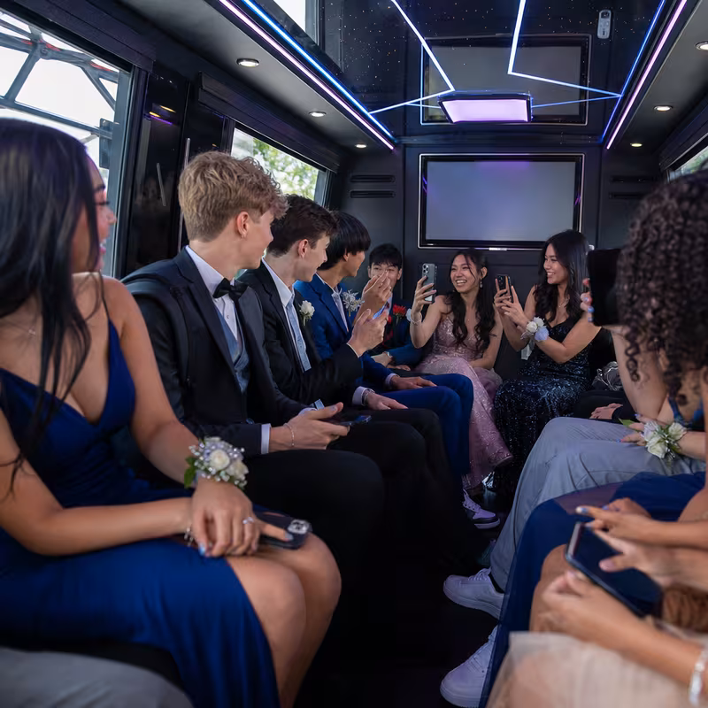 Black Mercedes Sprinter van staged for an Miami Prom & Homecoming Transportation group