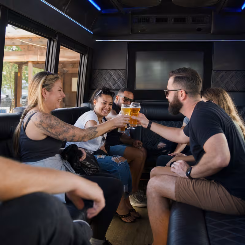 Black Mercedes Sprinter van staged for an Miami Winery & Brewery Tour Transportation group